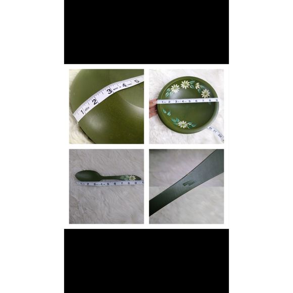 Woodcraftery wooden bowls spoon hand painted set - Picture 9 of 11